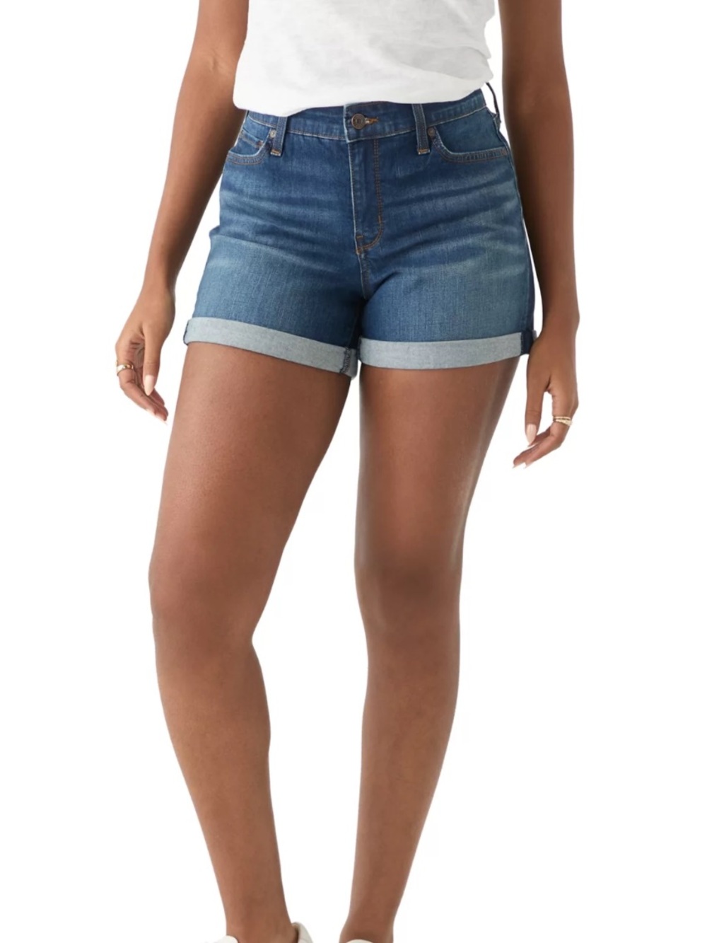 Gap Women's Blue Denim High Rise Cuffed Shorts Size 8 5-Pocket Button